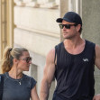 The Australian Actor Chris Hemsworth and his wife the Spanish Model and Actress Elsa Pataky take a romantic walk after a training session at the gym in Madrid, Spain.