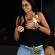 EXCLUSIVE: Demi Moore with her pet pup Pilaf while vacationing in Greece.