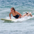 *PREMIUM-EXCLUSIVE* Sam and Lara Worthington hit the waves for a surfing session in Costa Rica