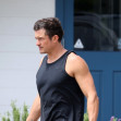 *EXCLUSIVE* Orlando Bloom showing off his muscles as he walks his dog around Santa Barbara