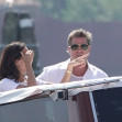 *EXCLUSIVE* Hollywood star Brad Pitt and his new girlfriend Ines de Ramon arriving by taxiboat to the 81st Venice International Film Festival