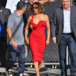 Halle Berry arrives at Jimmy Kimmel Live in stunning red dress to discuss new horror film