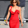 Halle Berry arrives at Jimmy Kimmel Live in stunning red dress to discuss new horror film
