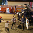 *EXCLUSIVE* WEB MUST CALL FOR PRICING  - Piloting a few friends on his chopper, The American All Action Hero Tom Cruise proves he has many strings to his bow by taking a few snaps of his guests as he arrived at the Battersea Heliport.