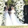 *PREMIUM-EXCLUSIVE* *MUST CALL FOR PRICING * Australian actress Rebel Wilson and her fashion designer fiancée Ramona Agruma look stunning in white wedding dresses as the couple are married in a beautiful ceremony at the Hotel Cala di Volpe in Sardinia