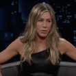 Jennifer Aniston dispels the wildest rumours ever written about her – before bringing out her cute dog Clydeo to help promote her new children’s book on Jimmy Kimmel Live!