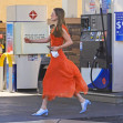 *EXCLUSIVE* Violet Affleck struggles to fill up at a gas station before attending a wedding in Irvine!