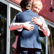 Ralph Macchio and William Zabka embrace at the unveiling of Ralph Macchio's new star on the Hollywood Walk of Fame on November 20, 2024 in Hollywood, California.