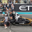 Brad Pitt and cast seen filming scenes for his latest film "F1" x at Yas Marina Circuit on December 8, 2024 in Abu Dhabi, United Arab Emirates.