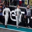 Brad Pitt and cast seen filming scenes for his latest film "F1" x at Yas Marina Circuit on December 8, 2024 in Abu Dhabi, United Arab Emirates.