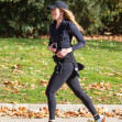 American actress Amber Heard is all smiles while out jogging in Madrid after announcing she is expecting her second child