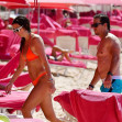*PREMIUM-EXCLUSIVE* *MUST CALL FOR PRICING* Hollywood star Mark Wahlberg and his wife Rhea Durham enjoy a dip in the sea during a winter break at Sandy Lane Hotel's beach in Barbados
