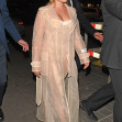 Actress Florence Pugh risks major Waldrobe Malfunction as she steps out in a mini corset and see through coat for ThunderBolt Movie Premiere Afterparty.