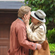 Martin Short and Meryl Streep share a kiss while filming "Only Murders in the Building" in New York