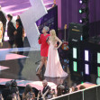 Lindsay Lohan and Jamie Lee Curtis seen at the World Premiere of Freaky Friday 2 on a special stage pre-performance