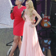 Lindsay Lohan and Jamie Lee Curtis seen at the World Premiere of Freaky Friday 2 on a special stage pre-performance