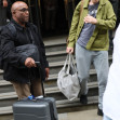 After recently causing a media frenzy, Pamela Anderson and Liam Neeson leave a London hotel.
