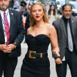 Scarlet Johansson stuns in black dress at Late Night with Stephen Colbert in New York City