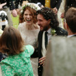 Kit Harington and Rose Leslie seen leaving Rayne Church after getting married.