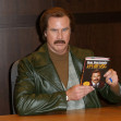 Will Ferrell, As Character Ron Burgundy Signing For "Let Me Off At The Top: My Classy Life And Other Musings"