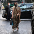 American singer Lady Gaga looks every inch a glamourous pop star wearing her animal printed kaftan and black studded face mask out in Rome.