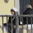 Lady Gaga and Adam Driver filming House of Gucci in Gressoney St. Jean, Italy. directed by Ridley Scott