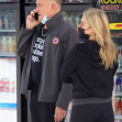 EXCLUSIVE: Dolph Lundgren 62 and his 40 years younger fiance Emma Krokdal pull in for a quick tune up and some PDA while wearing a shirt that mentions him and Rocky cast