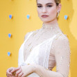 Lily James poses on the red carpet for the UK premiere of YESTERDAY