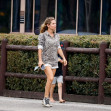 EXCLUSIVE: *NO DAILYMAIL ONLINE* Steal Elsa's School-Run Style! Elsa Pataky Makes A Fashion Statement On The School Pick Up, Wearing A Leopard-Print One Teaspoon Jumpsuit And $500 Italian GGDB Sneakers!
