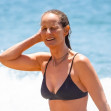 *EXCLUSIVE* Helen Hunt shows off her striking beauty while going for a splash in Malibu