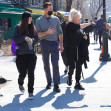 Hugh jackman rare appearance with his family having lunch at bar piti enjoying the weather out in New York City