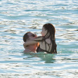 PREMIUM EXCLUSIVE: Leonardo DiCaprio in swim shorts and girlfriend Camila Morrone in a skimpy black bikini enjoy the beach in St Barts