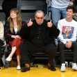 Jack Nicholson and daughter Lorraine sit courtside at the Laker Game