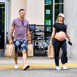 EXCLUSIVE: A Very Pregnant Sharna Burgess Shows Off Her Baby Bump While Grocery Shopping At Erewhon With her Boyfriend Brian Austin Green In Calabasas, CA.