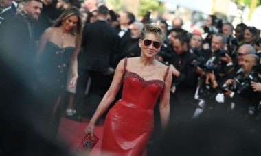Sharon Stone, femeia fatală într-o rochie roșie ce i-a îmbrăcat perfect silueta. Fotografii de la Cannes s-au înghesuit să prindă cât mai multe cadre cu ea