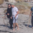 *EXCLUSIVE* Leonardo DiCaprio gets BEHIND the camera to snap pics of his dad and Al Pacino while out for a walk on the beach in Malibu - ** WEB MUST CALL FOR PRICING **