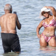 *EXCLUSIVE* *WEB MUST CALL FOR PRICING* The American actor Danny Glover is spotted finding the heat a little too much as he cools down in the sea with his wife Eliane Cavalleiro on his holidays in Sardinia