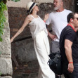 *EXCLUSIVE* The American Actress Angelina Jolie was spotted out on set with Salma Hayek directing her new movie 'Without Blood' in the eternal city of Rome.