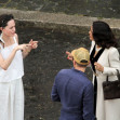 *EXCLUSIVE* The American Actress Angelina Jolie spotted out on set directing her new movie 'Without Blood' in the eternal city of Rome near the Colosseum.