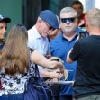 EXCLUSIVE: Daniel Craig signs autographs while arriving at his Broadway Play in New York City, Daniel dropped it the Sharpie and he was Nice to pick it up and give back to autograph lady