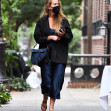 Jennifer Lawrence seen wearing a blue dress and carrying a Dior bag in New York City