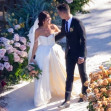 PREMIUM EXCLUSIVE: *NO WEB UNTIL 8PM EDT 22ND AUG* Sarah Hyland and Wells Adams kiss each other at the altar after getting married in a California wine vineyard