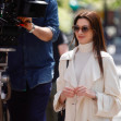 Anne Hathaway is seen on the set of she Came To Me in NYC