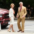 Bradley Cooper and Carey Mulligan enjoy a laugh on the set of 'Maestro' filming on the Upper West Side in New York City