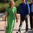 Comedian Jerry Seinfeld and wife Jessica are seen leaving a JP Morgan event as they speed off in a blue Porsche in Miami