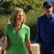 Comedian Jerry Seinfeld and wife Jessica are seen leaving a JP Morgan event as they speed off in a blue Porsche in Miami