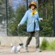 EXCLUSIVE: Actress Andie MacDowell is barely recognizable walking her pup at the Silverlake Reservoir walking trails
