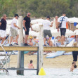 Leonardo DiCaprio arrives at the Club 55 wearing a mask during heat wave in St Tropez