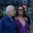 Catherine Zeta-Jones with her husband Michael Douglas and friends at the "Taverna del Marinaio" in Portofino