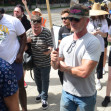 Sean Penn and Emile Hirsch are seen on the picket lines outside of Disney Studios studios in Burbank, Ca